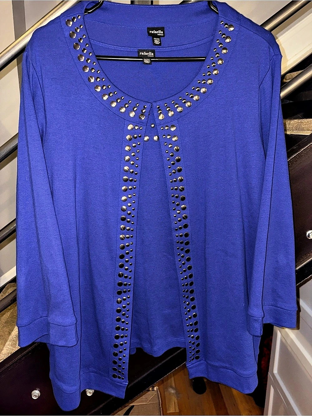 Rafaella Blue Cardigan Set | 2X